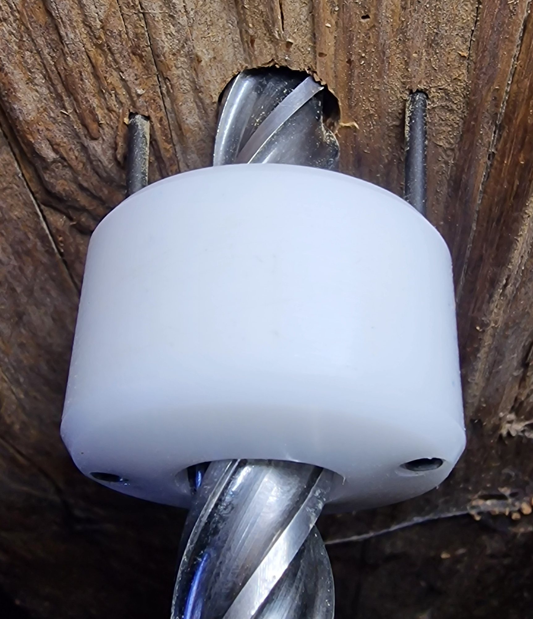 Dendroboor starter (drill guide) placed on a beam with the corer